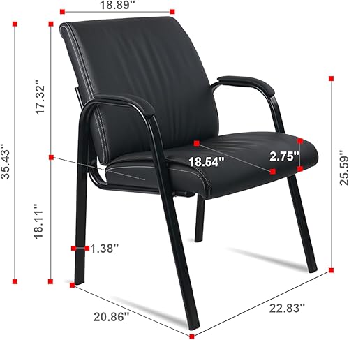 Miniatura 3 de CLATINA Silla de invitados de oficina grande y alto material de cuero PU cómoda recepción sala de conferencias (1PK)