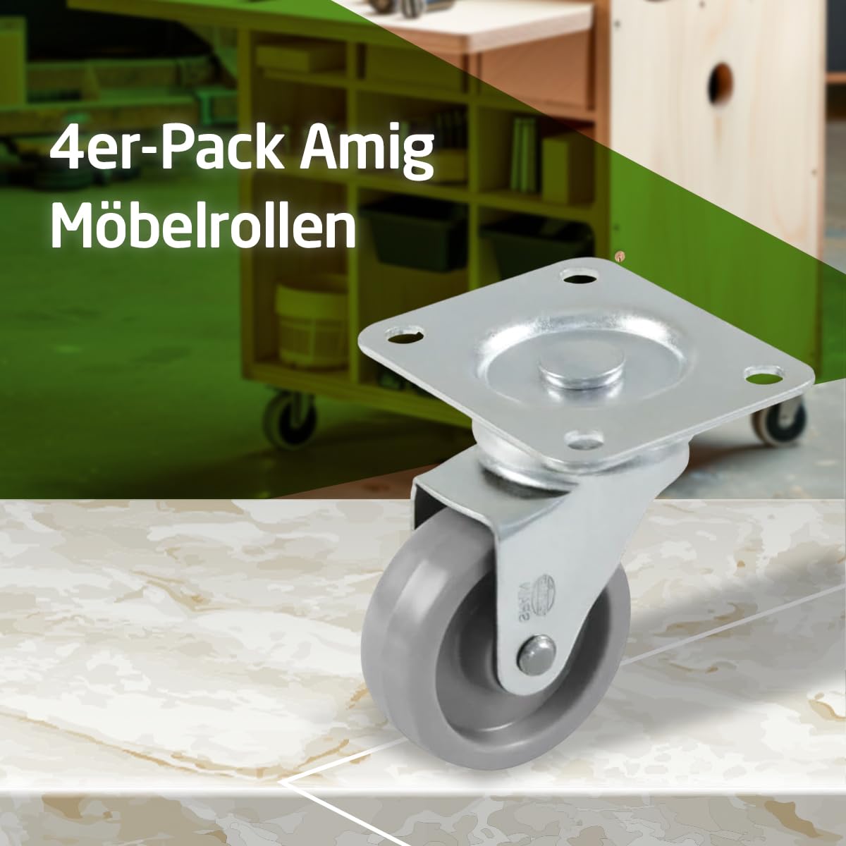 Amig Möbelrollen 4er Set - 35mm Nylon Rollen Bis 25kg Pro Rolle