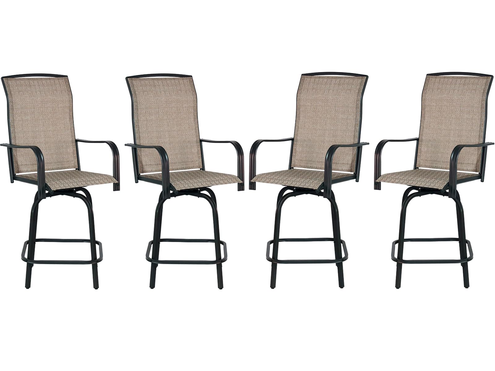 JMGJOY Outdoor Bar Stools Set of 4, 26.6" Seat Height Patio Bar Stools, All Weather Bar Height Swivel Patio Chairs with High Back for Bistro, Patio,