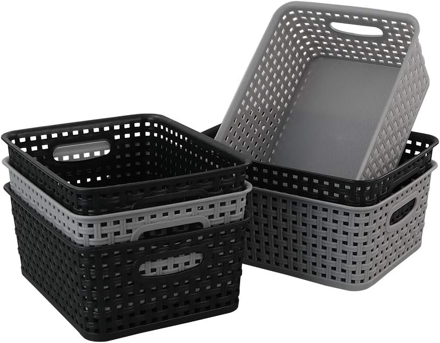 Mayish Plastic Woven Cupboard Storage Baskets, 6 Packs Amazon.co.uk