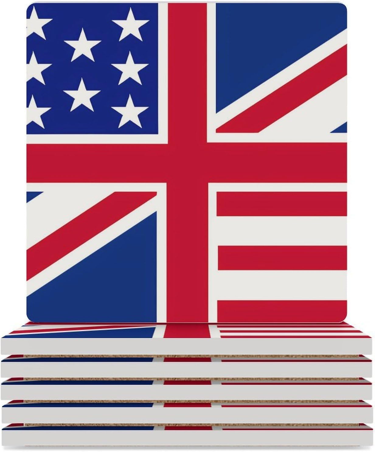 UK U Flag Funny Ceramic Coasters for Drink Absorbent Cup Holders Tabletop Protection