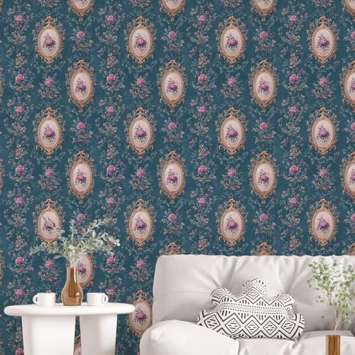 Image of PAPER PLANE DESIGN Vintage Floral Vinyl Self Adhesive Wallpaper Peel & Stick, Waterproof, Stain-Proof & Easy to Clean | 16 in X 90 in, Decor for Bedroom, Hallway, Living Room (E)