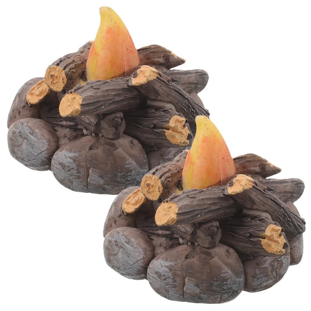 Zerodeko 2Pcs Dollhouse Bonfire, 1 12 Dollhouse Campfire, Mini Resin Bonfire Model, Miniature Campfire for Dollhouse Landscape Decor