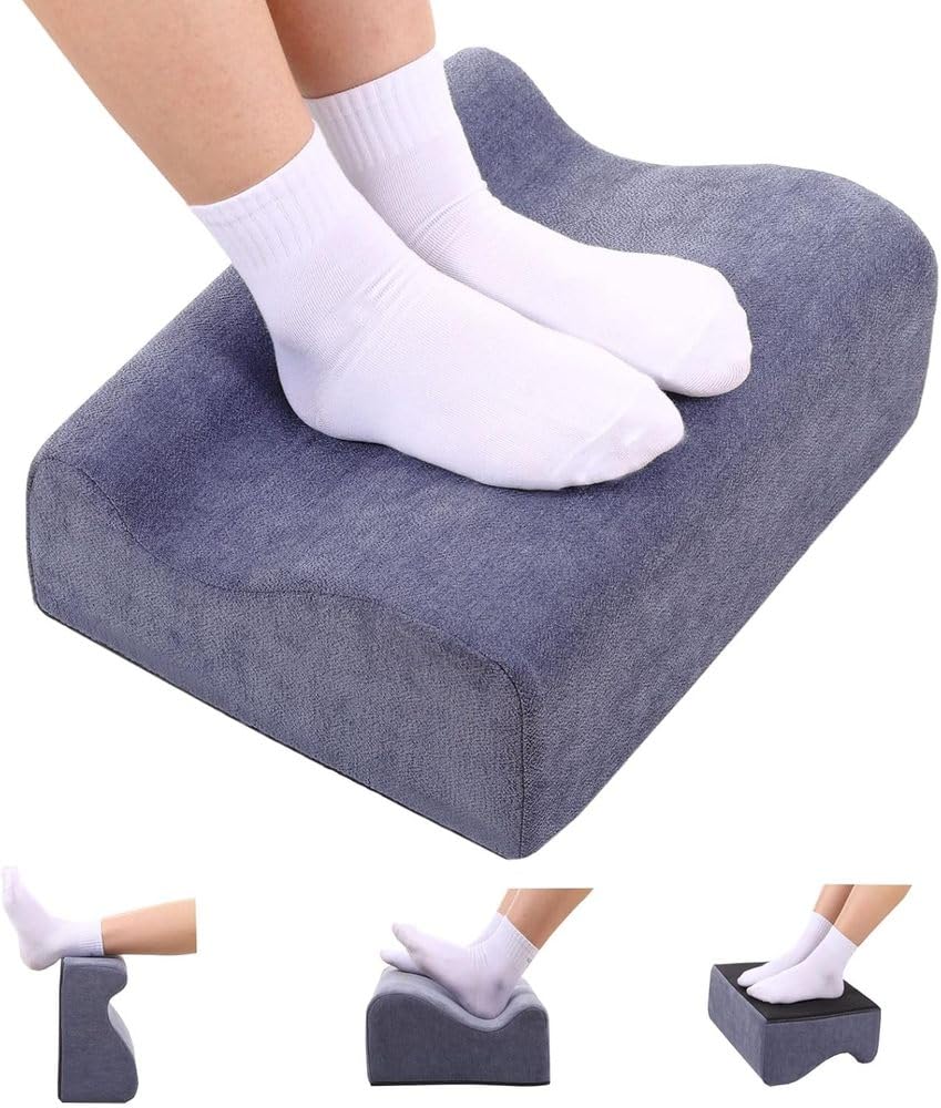Poggiapiedi da scrivania, ergonomico, per ufficio, con anima in schiuma di alta qualità e coperchio rimovibile, poggiapiedi antiscivolo, per sotto scrivania, schiena, dolore all'anca blu