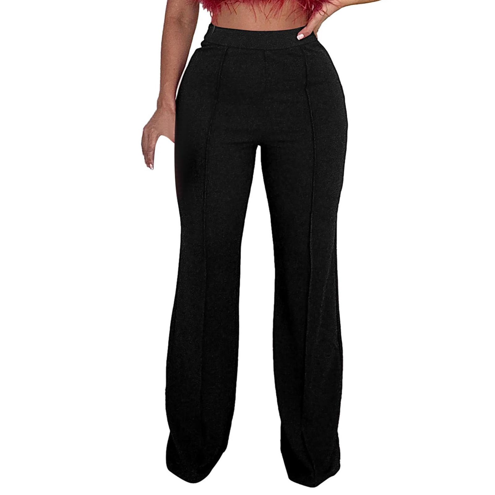 Dress Pants for Women Business Casual High Waist Straight Leg Suits Pants Loose Fit Work Office Slacks Solid
