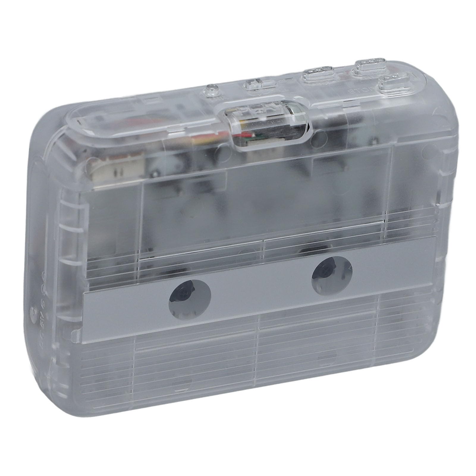 Cassette Player, Auto Reverse, Stereo Sound Quality, Compact Design, Playback with 3.5MM Headphone Jack, Battery Powered, for Tape Music Transfer (Transparent)
