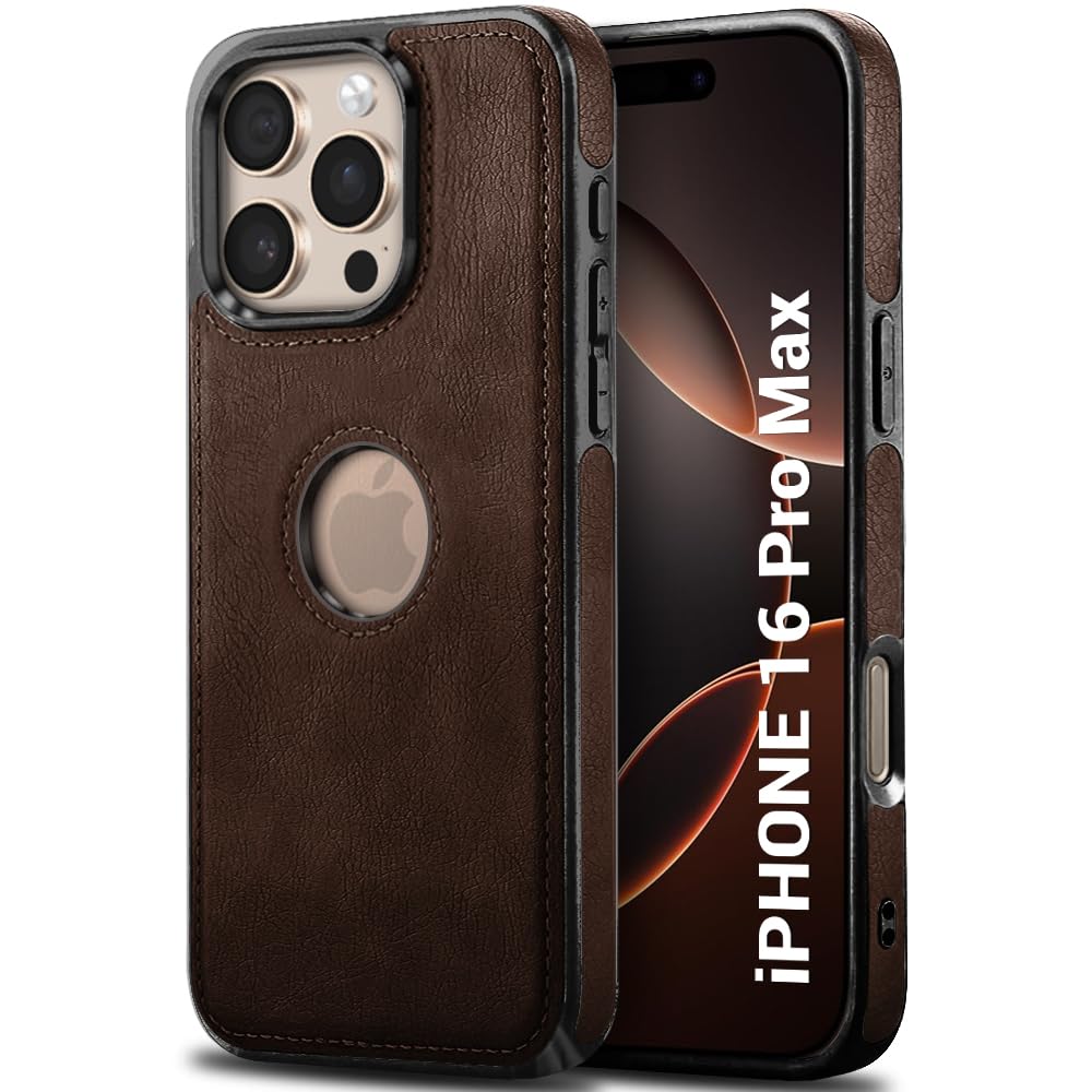 TheGiftKart Genuine Leather Finish Back Cover Case for iPhone 16 Pro Max | ShockProof Design | Raised Edges for Camera & Screen Protection | Stunning Minimalist Design Case (MagSafe Compatible, Brown) — Amazon image 15