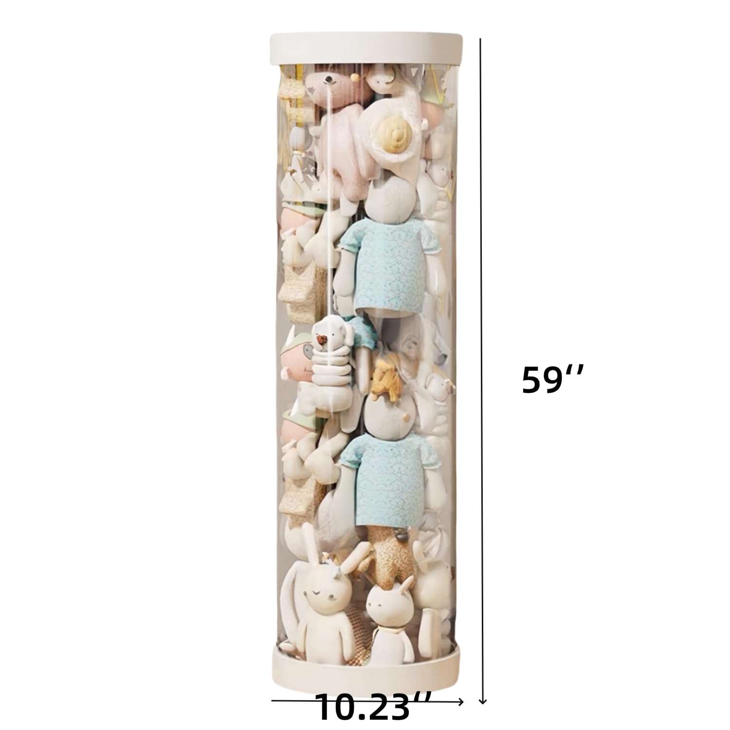 Stuffed Animal Storage Tube,Stuff Animal Organizer,Stuffed Animal Zoo Storage,Transparent Bucket with Zipper for Kids Toy Organizer,59