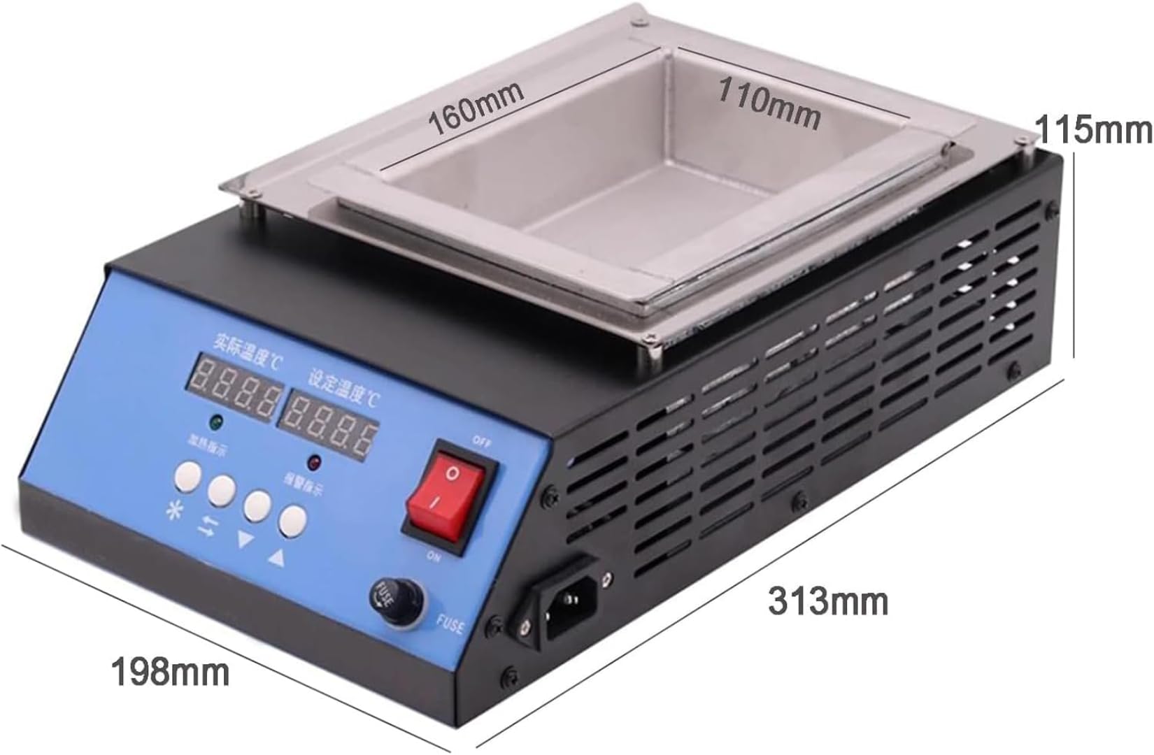 Tytanowy tygiel lutowniczy bez ołowiu, moc 1000 W, pojemność 5,7 kg, regulowana temperatura 30-400°C, do spawania i lutowania, idealny do projektów elektronicznych i majsterkowania