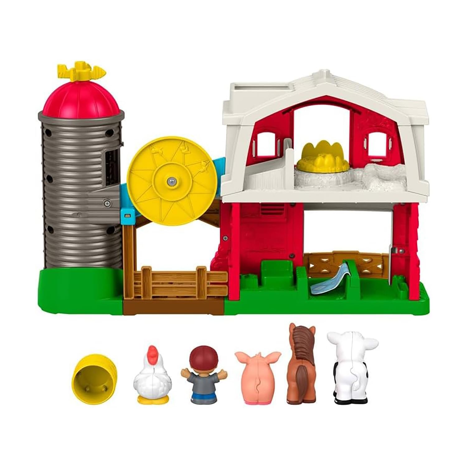 Fisher-Price Zestaw do zabawy na farmie Little People, gra muzyczna i edukacyjna dla dzieci od 1 roku życia, wersja wielojęzyczna, JGX09