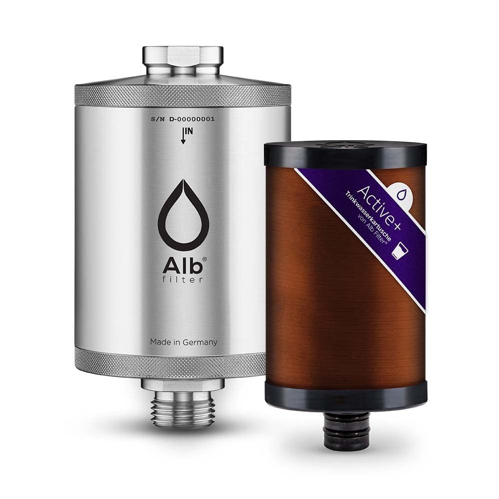 Alb Filter® Active Plus+ Wasserfilter gegen Kalk, Bakterien, und andere Schadstoffe | Unterspüle | Made in Germany Edelstahl Natur