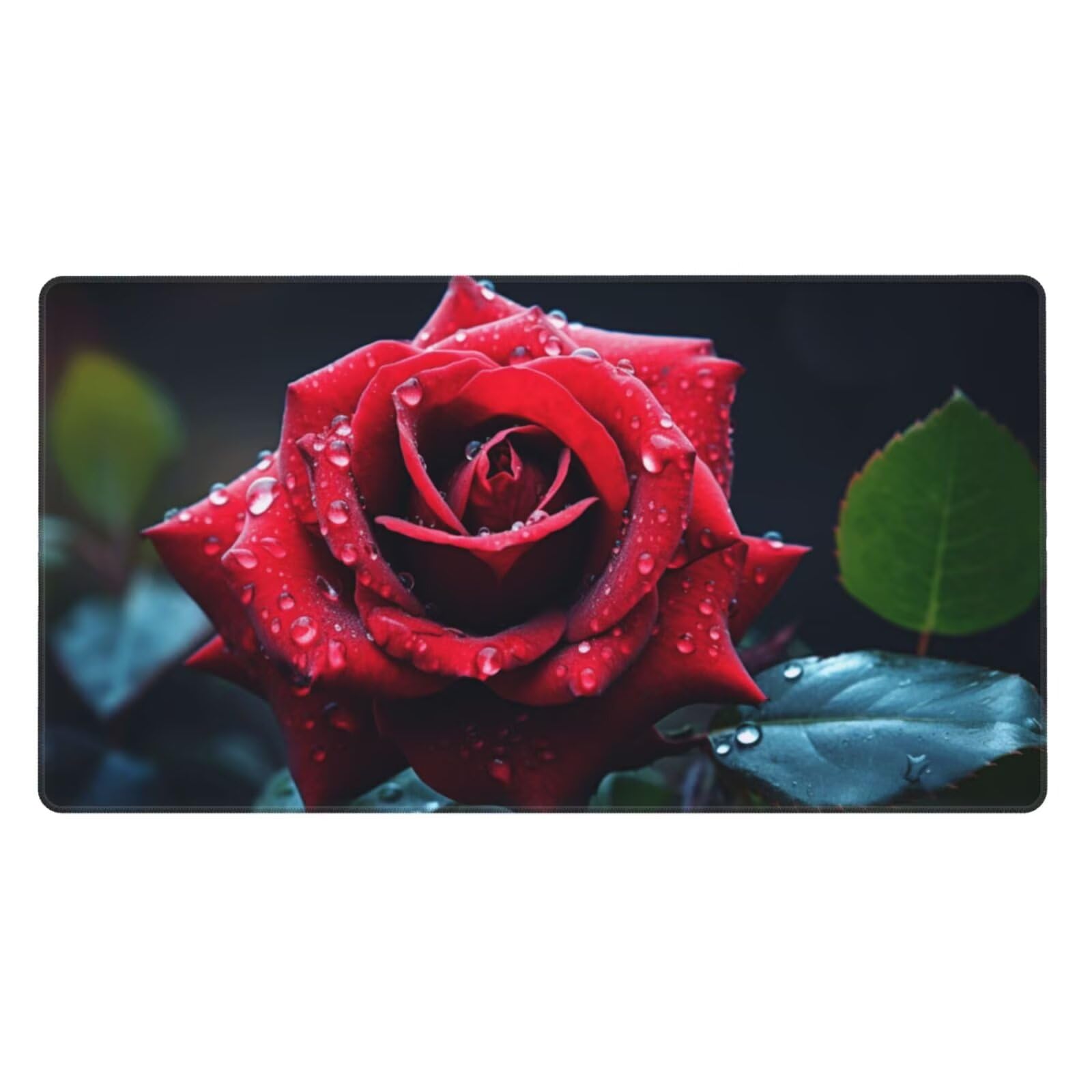 Gaming Mauspad XXL 1400x600x4mm Großes Mousepad mit Ernähten Kanten, Wasserdicht und rutschfest Tastatur Matte, Verbessert Präzision und Geschwindigkeit, für Büro, PC, Laptop Pad Rote Rose Z7533