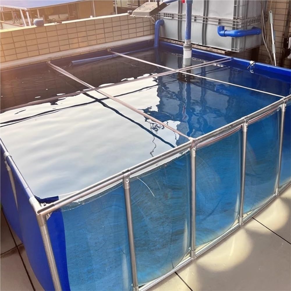 Teichbecken Für Aquarien Mit Stahlrahmen, Vorgeformte Teiche Mit Transparentem Fenster Für Fische, Großer Wassertank Für Koi-Zucht (150x100x61cm)