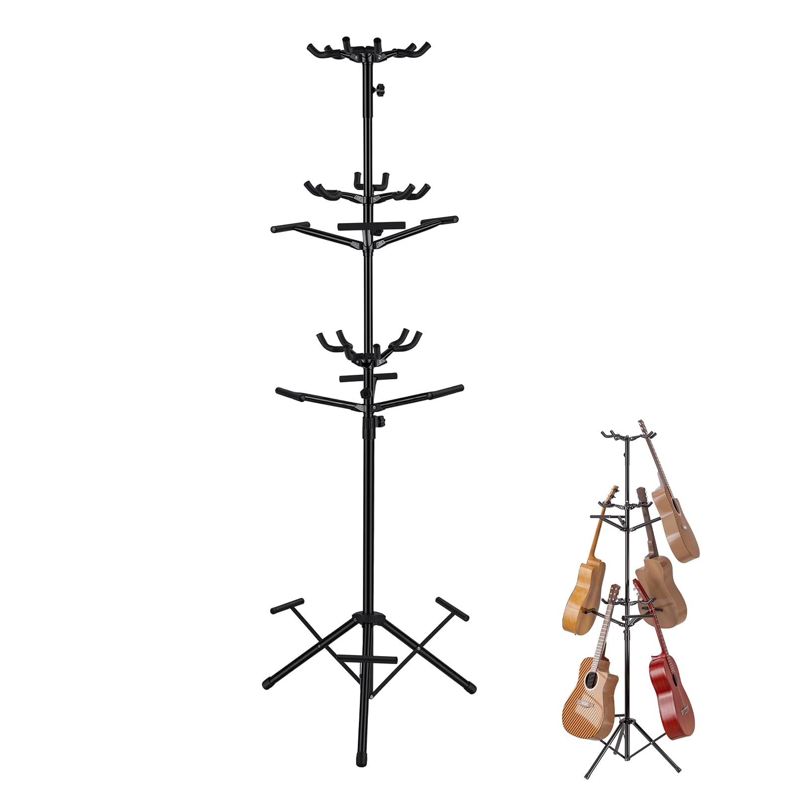 Tuelaly Gitarrenständer, verstellbarer 9-Gitarrenständer, Multi-Display-Rack mit schützender Gummipolsterung, hält drei elektrische oder akustische Gitarren [Objektobjekt]