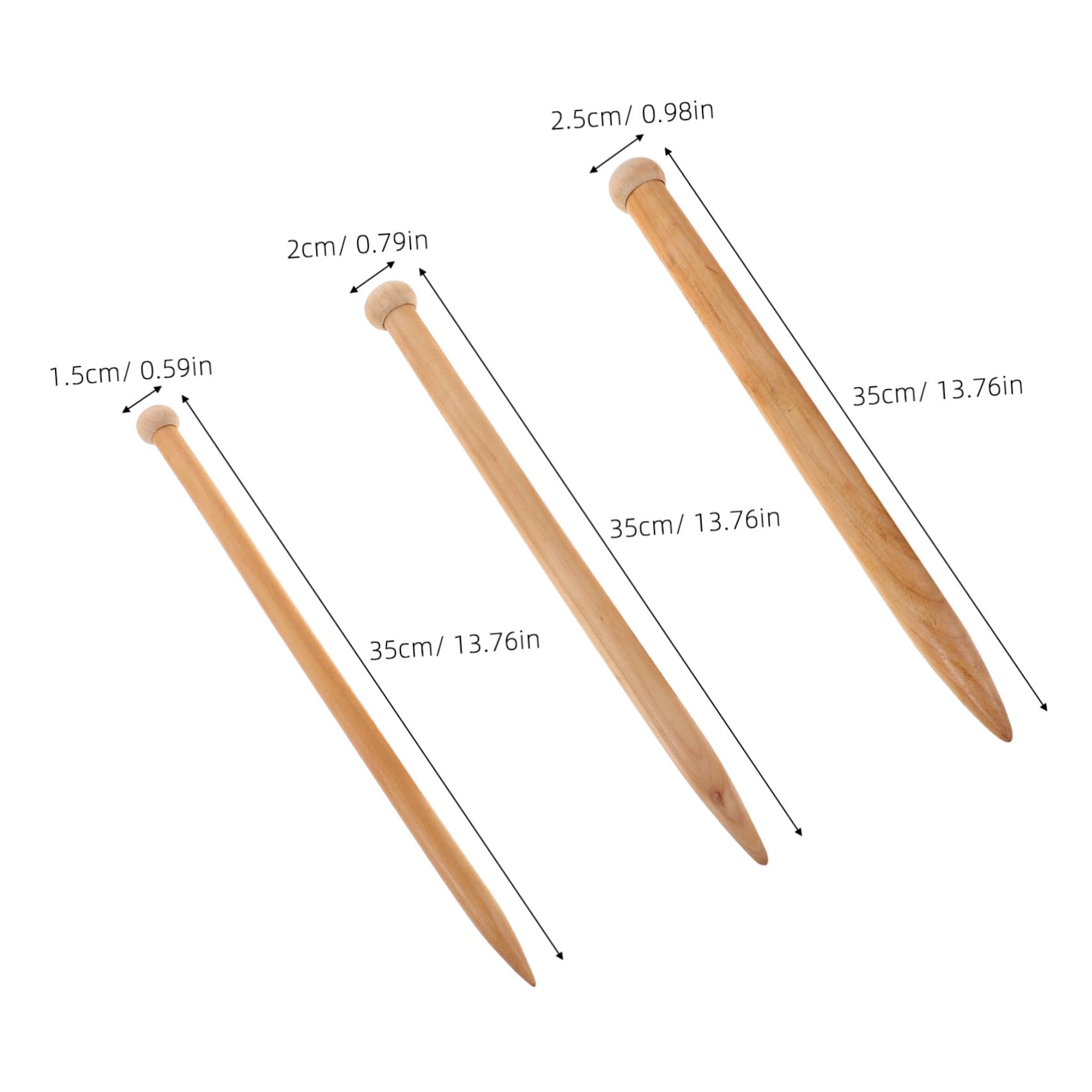 Agujas de Tejer de Madera Extragrandes Beige, 6 Piezas | Grosor Especial para Hilos Gruesos, Reduce la Tensión Dedos, Adecuado para Proyectos DIY y Decoración
