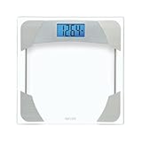Taylor Digital Scales for Body Weight, Highly Accurate 400 LB Capacity, Unique Blue LCD, Stainless Steel Accents Glass Platform, 12.2 x 12.2 Inches, Clear
