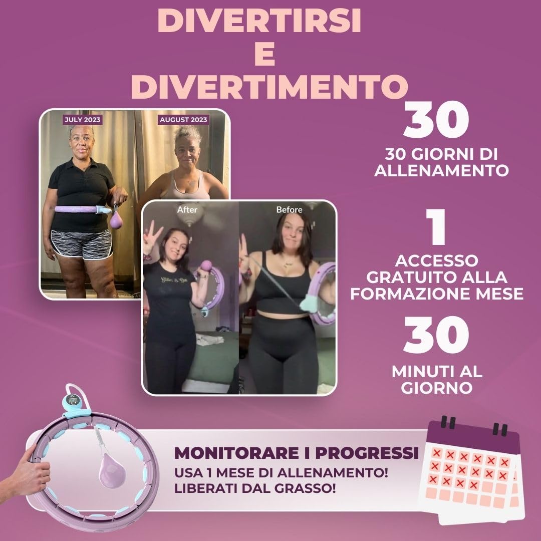 Swiss Activa+ Smart Hula Hoop con contatore che non cade mai - Hula Hoop Intelligente Fitness con Peso e Massaggio Circolare - Misura Regolabile, Ideale per Adulti Bambini e Principianti