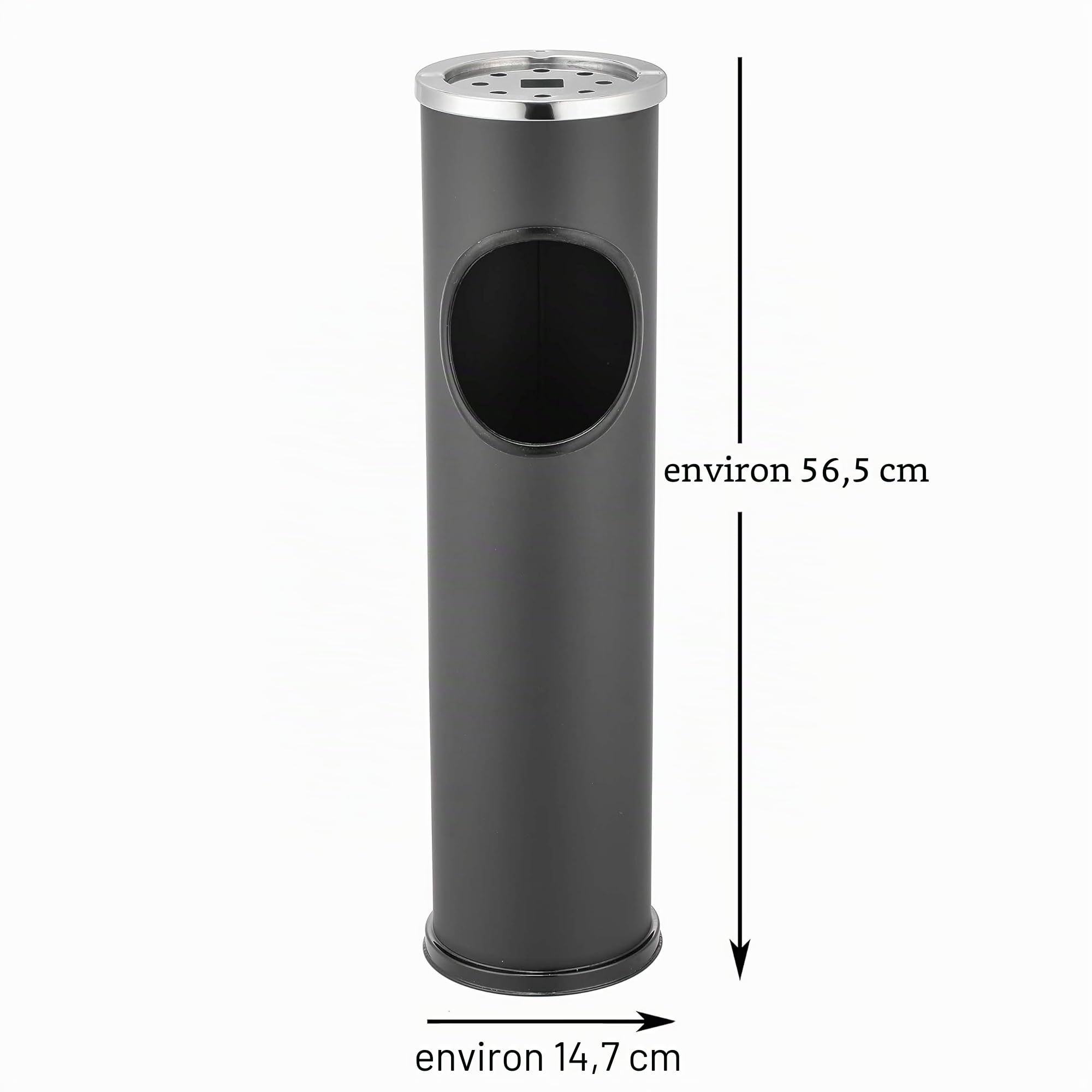Ribelli Poubelle avec Cendrier pour Intérieur/Extérieur Cendrier sur pied avec Poubelle Acier Inoxydable, Couleur:noir
