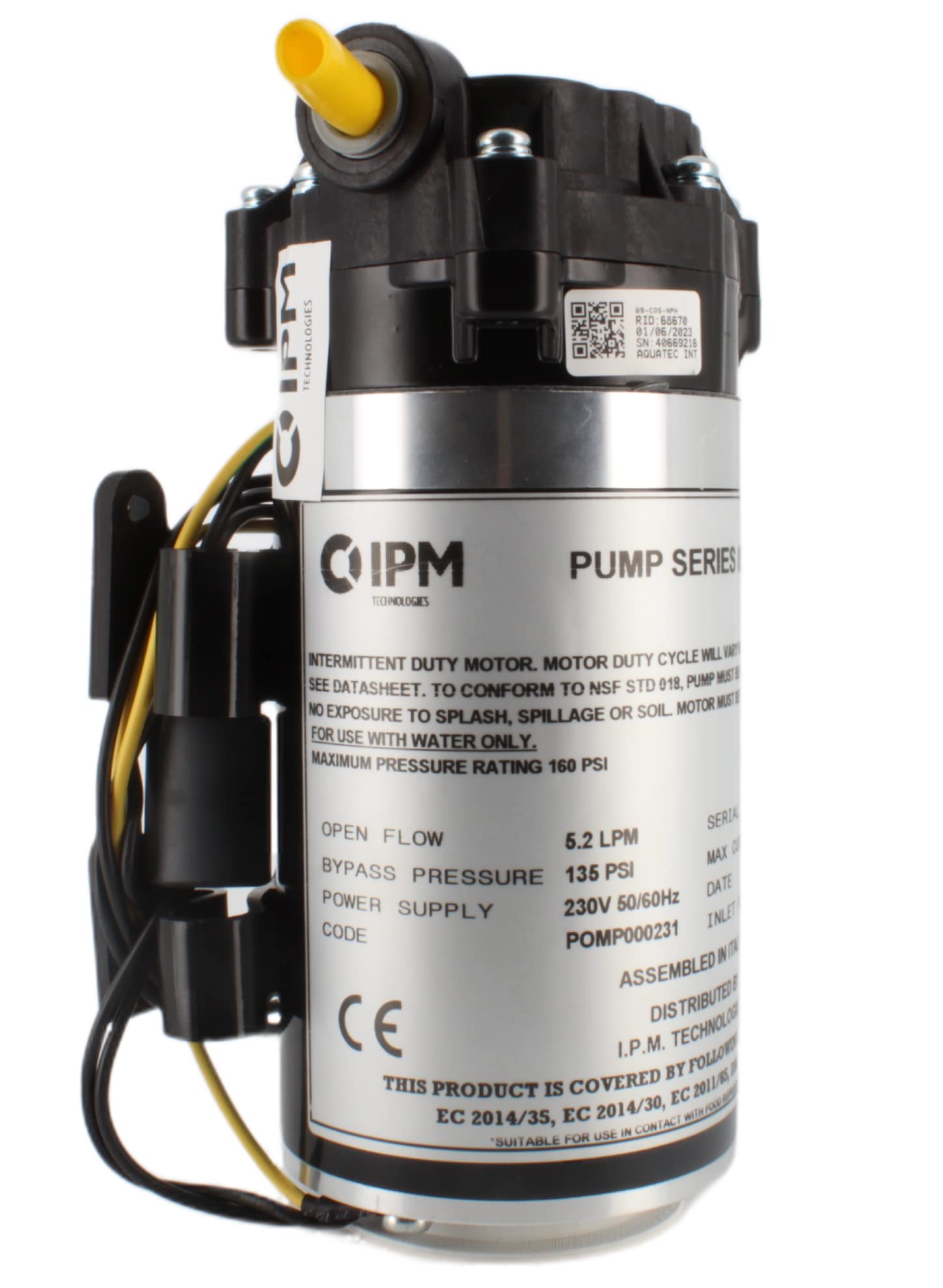 Pompa a Membrana Aquatec CDP 8900 per Osmosi Inversa ed Erogatori Acqua attacco rapido 3/8 Pollici Made in Italy compatibile con la CDP 8800 e CDP 8800N
