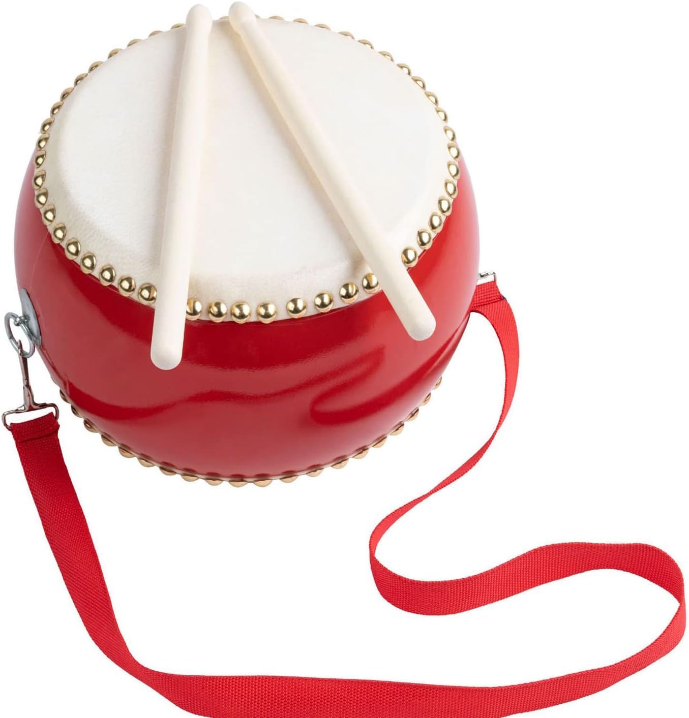 Amazon | 太鼓 和太鼓 23cm 小太鼓 牛革張り 赤色 バチ 楽器 練習 演奏