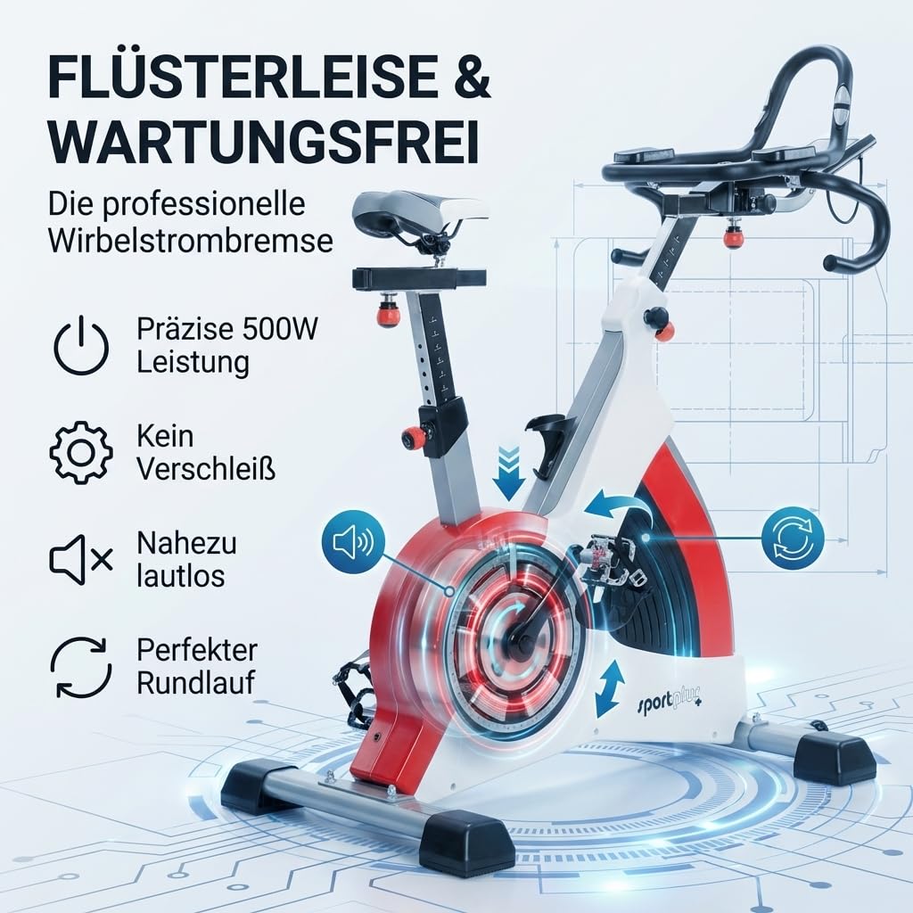 SportPlus Speedracer, Indoor Cycling Bike in Studioqualität, 50 Widerstandsstufen, Triathlonlenker & Rennsattel, Bis 500 Watt, Benutzergewicht bis 150 kg, SP-SRP-3000