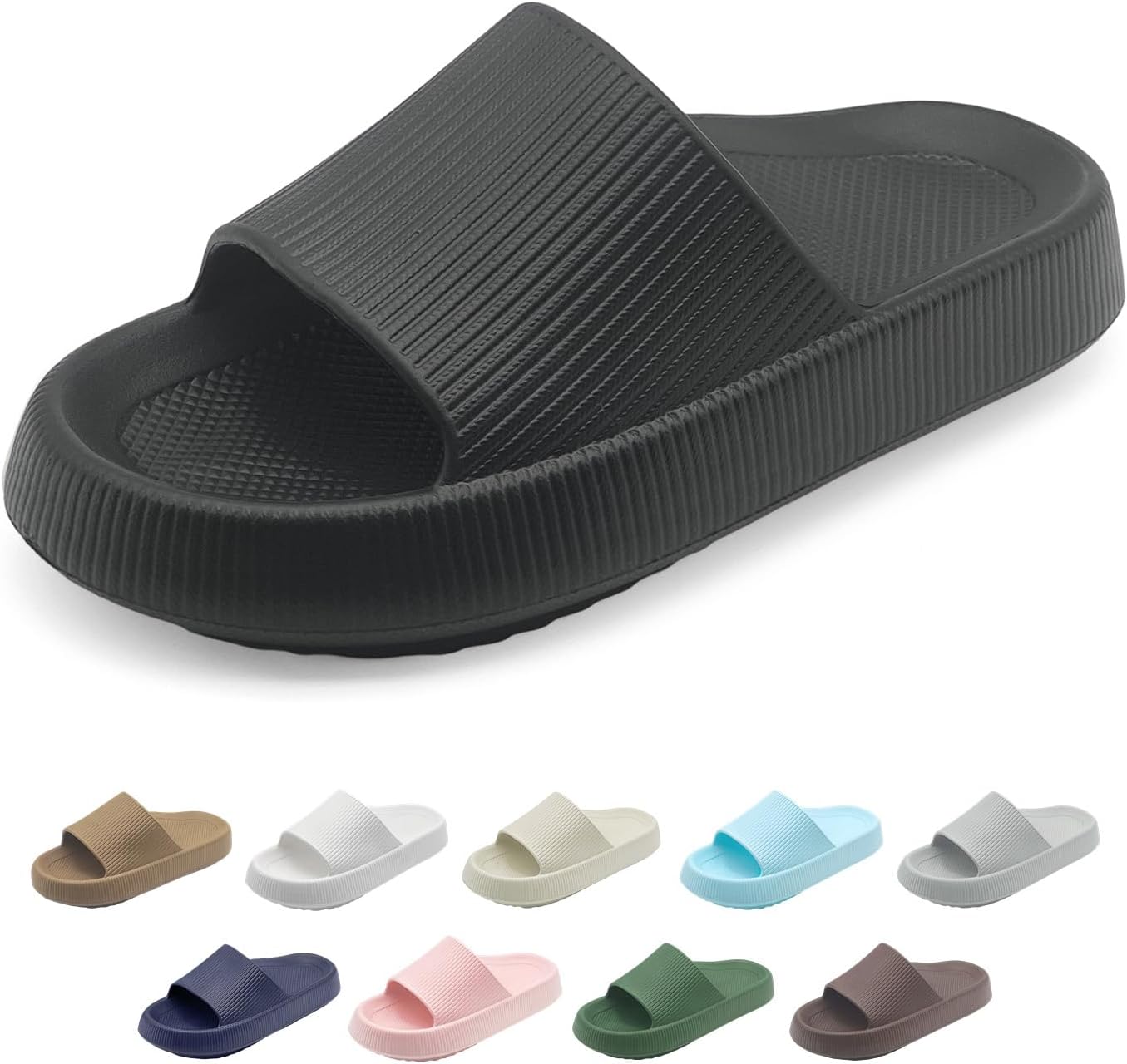 rosyclo Orthopedic Sandals for Women and Men, Arch Support Cloud Recovery Slides Orthotic Pain Relief Pillow Soft Lightweight Cozy Thick Sole Slip On Plantar Fasciitis Slippers