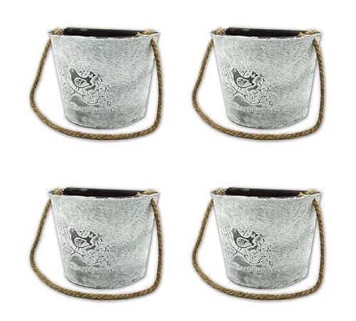 Jt Jupetory 4 Galvanized Metal Wall Planters Small Galvanized Buckets Wall Planter Retro Rustic Rustic Vase Planter Holder Suitable For Indoor Garden And Office Decoration Or Plant Flower Growing #TOP3