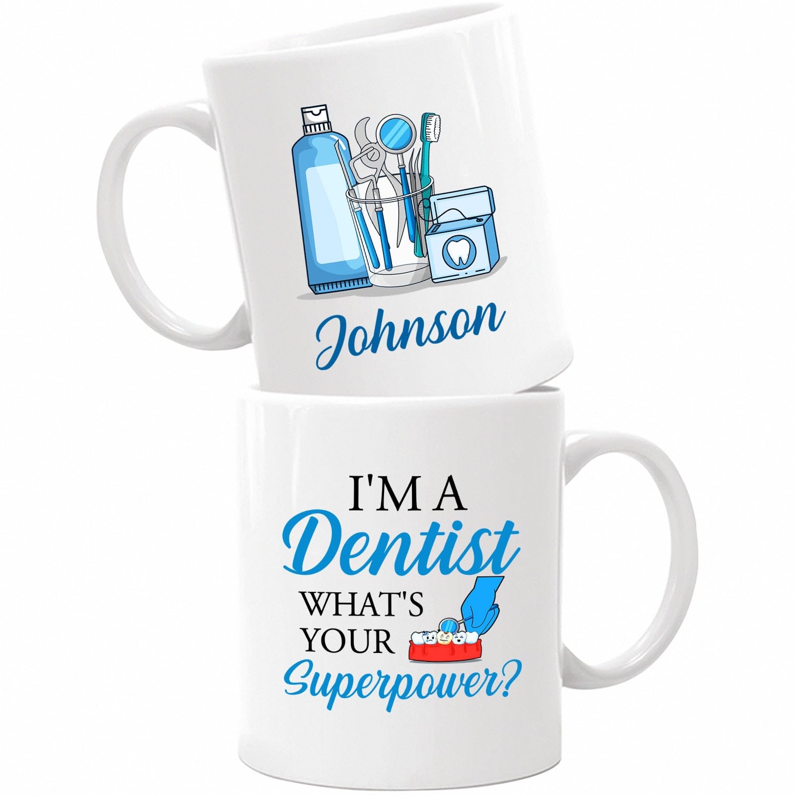 Custom I'm A Dentist Coffee Mug With Name, Dental Hygienist Mug, Personalized Dental Gift for Dentist Friends Coworker, Best Dentist White Cup 11oz, 15oz, Dentist Gifts for Birthday Christmas