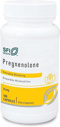 Klaire Labs SFI Health Pregnenolone - Equilibrio hormonal, el estado de ánimo y la energía - 25 mg derivados de ñame silvestre - Biodisponible y