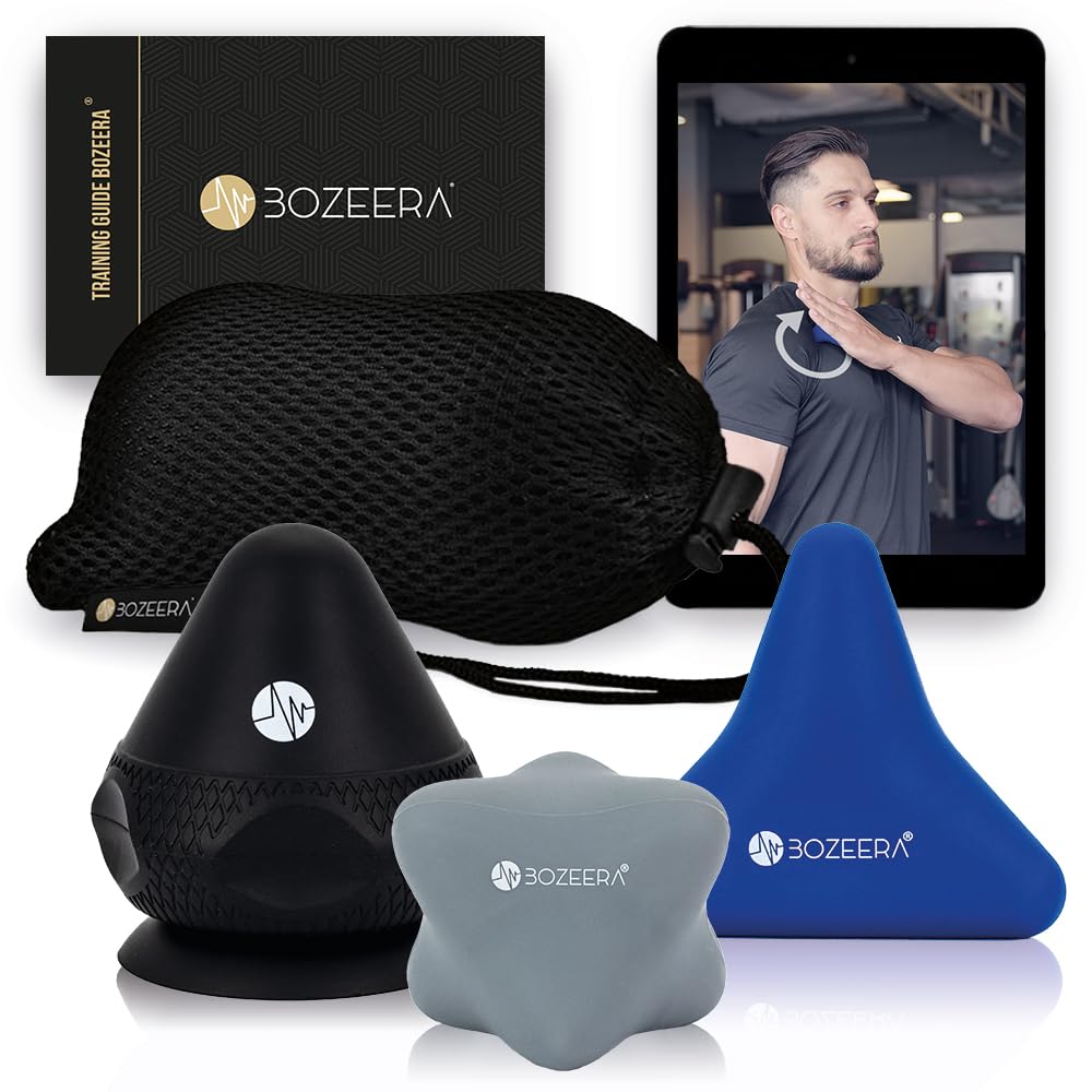BOZEERA | Trigger Point Appareil de Massage | Set de 3 | Outil de Massage Trigger Point avec Ventouse | Pour Douleurs Musculaires & Tensions | Avec Vidéo, Guide & Sac
