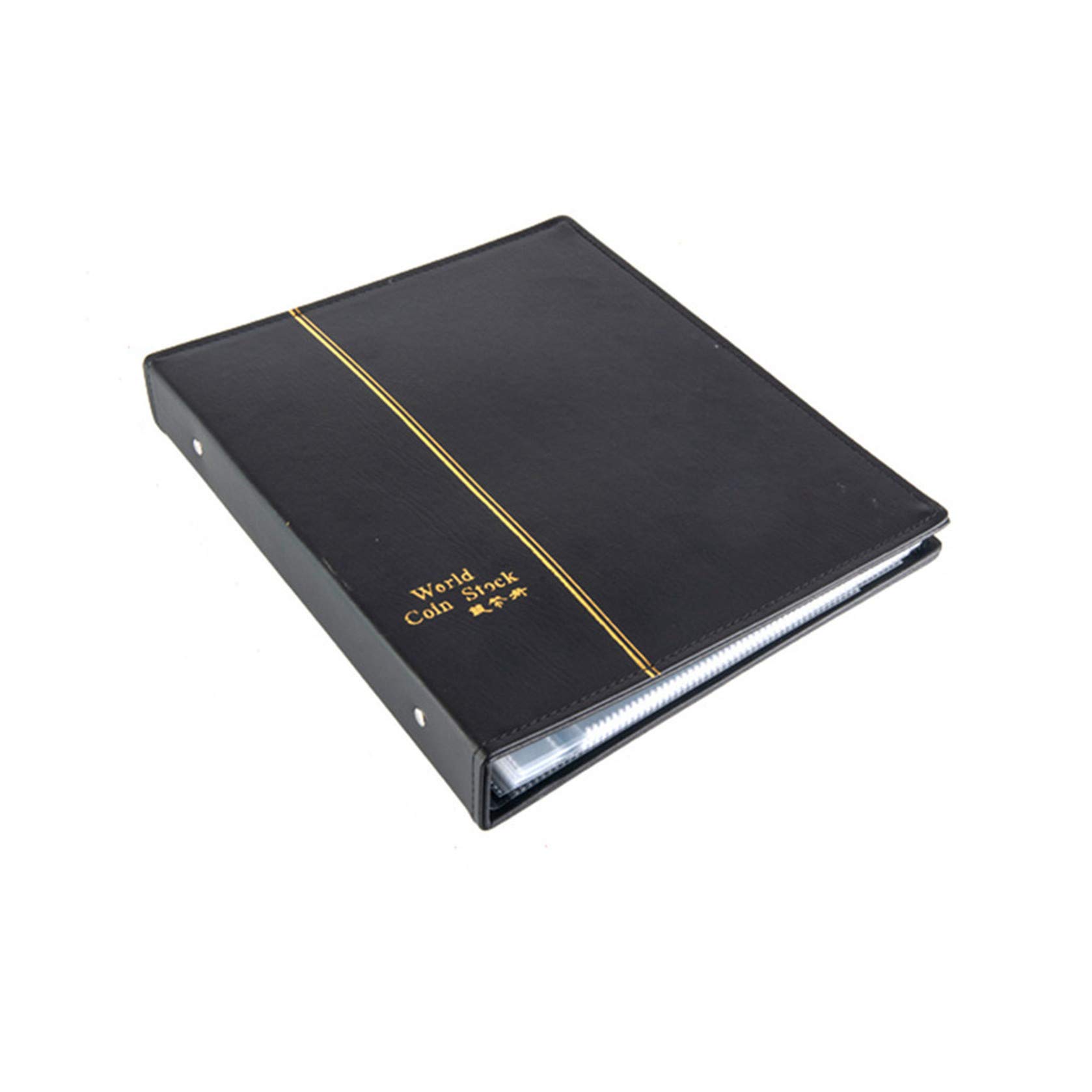 Meightai Leather 240-Pocket Paper Money Currency Album, 3-Ring Binder Currency Holders for Collectors, Collection Folder for Paper Souvenirs, Holder Book for Travel Bill/Banknote/Stamp and Cash, Black