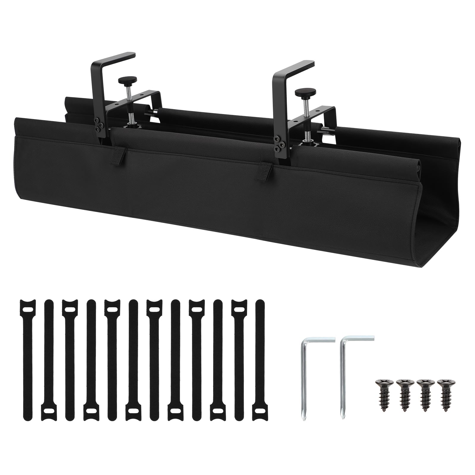 Lot de Cable Management, 90cm Rangement Cable Bureau sous Table Sans Perçage, Passe Cable Bureau Grande Capacité pour La Gestion des Câbles et des Multiprises
