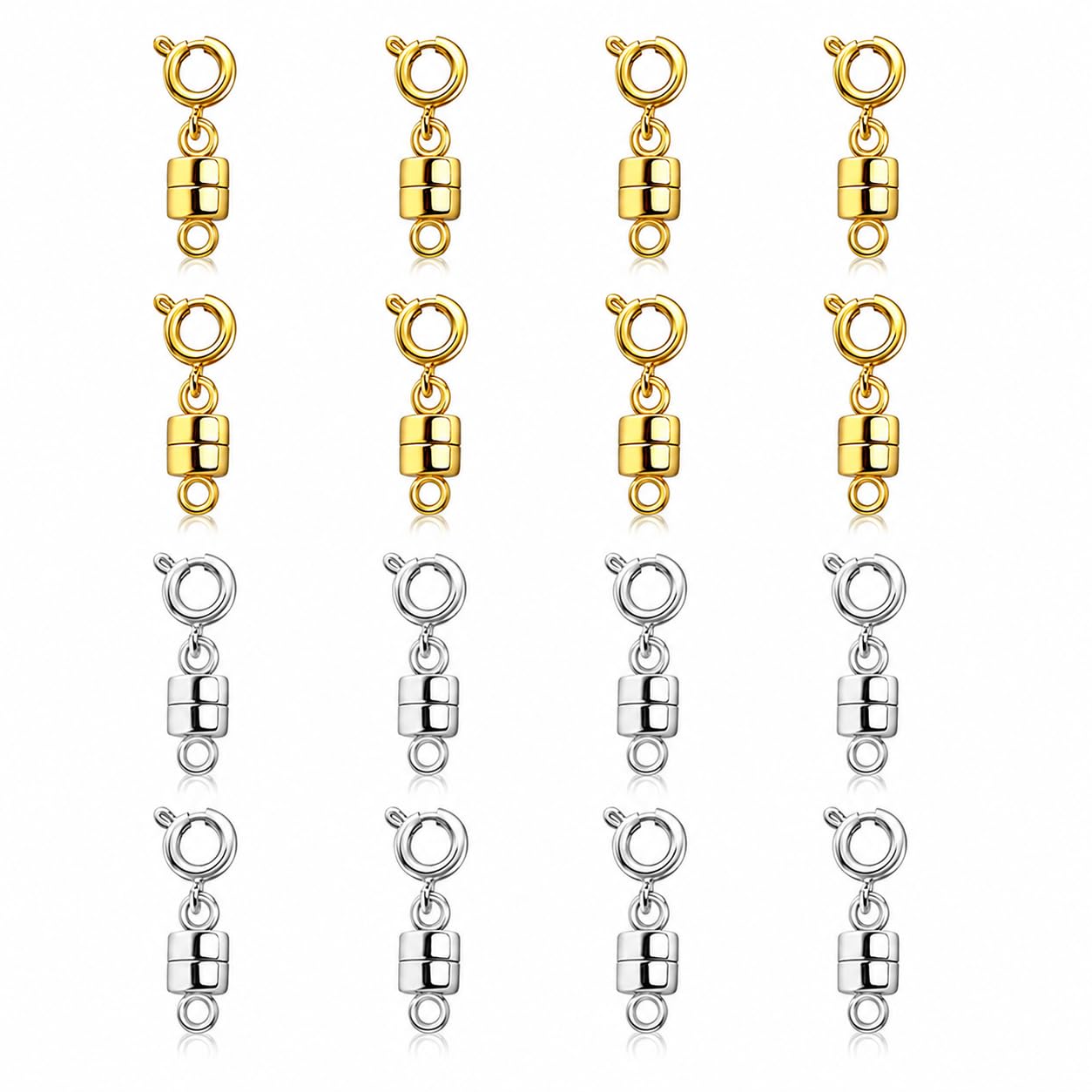 16PCS Magnetic Necklace Fasteners, Magnetic Necklaces Clasps Connector Gold Silver, Magnetic Clasps for Necklaces and Bracelet Clasps and Closures, Magnetic Necklace Fasteners for Jewellery Making