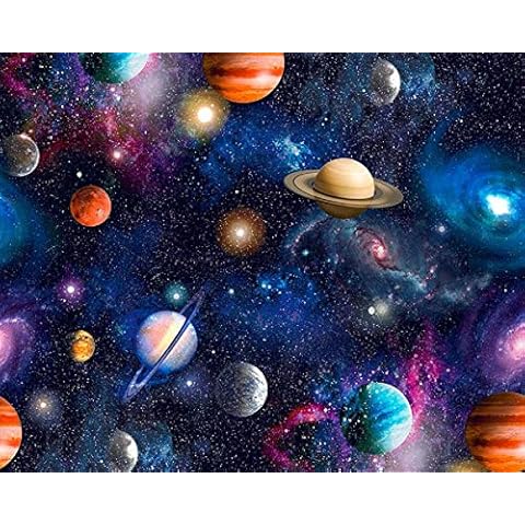 Universe Space Planets Fabric 100% Cotton 59" - 150 cm Wide - Craft Fabric by The Metre (81738MSA) Cover