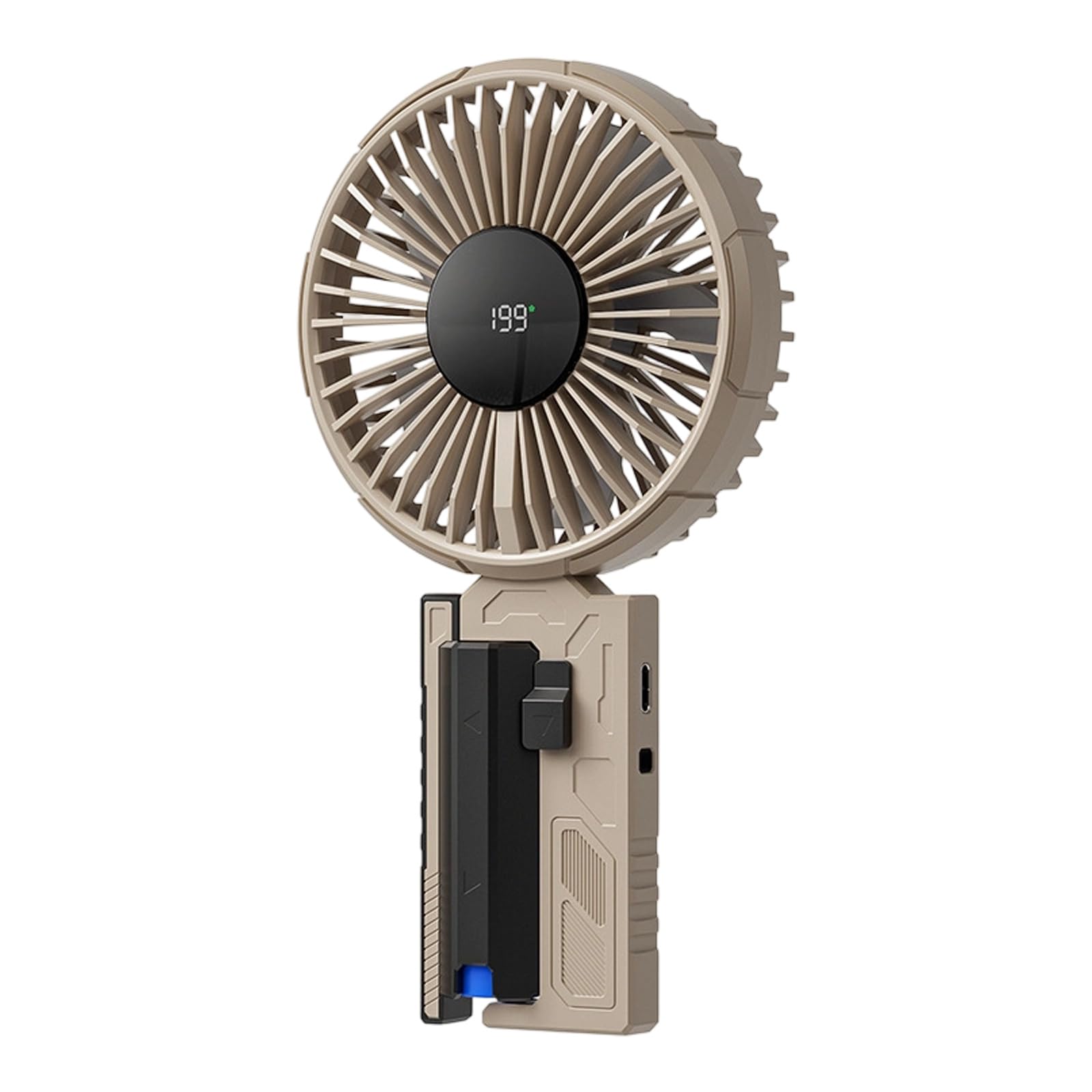 FROMCEO Rechargeable Handheld Electric Fan with LED Display Strong Airflows Light Weight Travel Fan