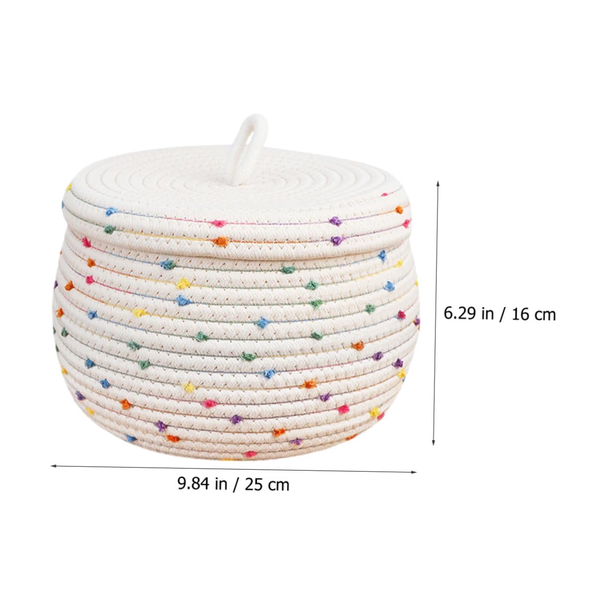 HOMSFOU Cestino Portaoggetti Organizer Casa Versatile e Resistente in Corda di Cotone Intrecciata con Coperchio, Cesta per Conservazione Uova con Trama Delicata