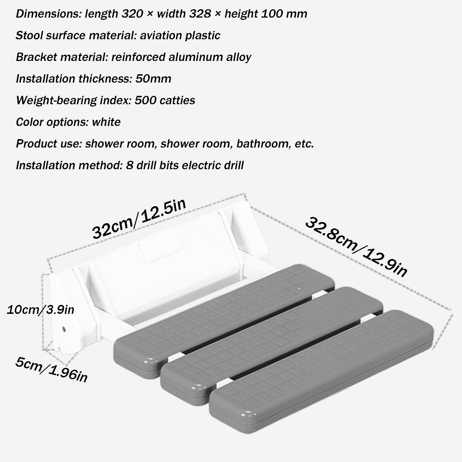 Asiento de ducha, sillas de ducha para ancianos, plegable montado en la pared, adecuado para mujeres mayores/embarazadas/movilidad discapacitada/taburete plegable para discapacitados, C
