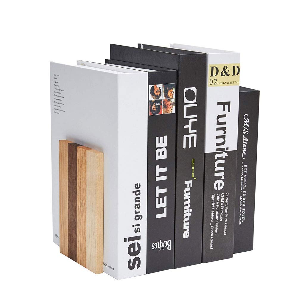 Sujetalibros Madera sujetalibros, Naturaleza, Revestimientos, sujetalibros decorativo, 6''X4 '', 1Pair En Creative Pack parcela libro del sostenedor del soporte de madera sólida sujetalibros libro por