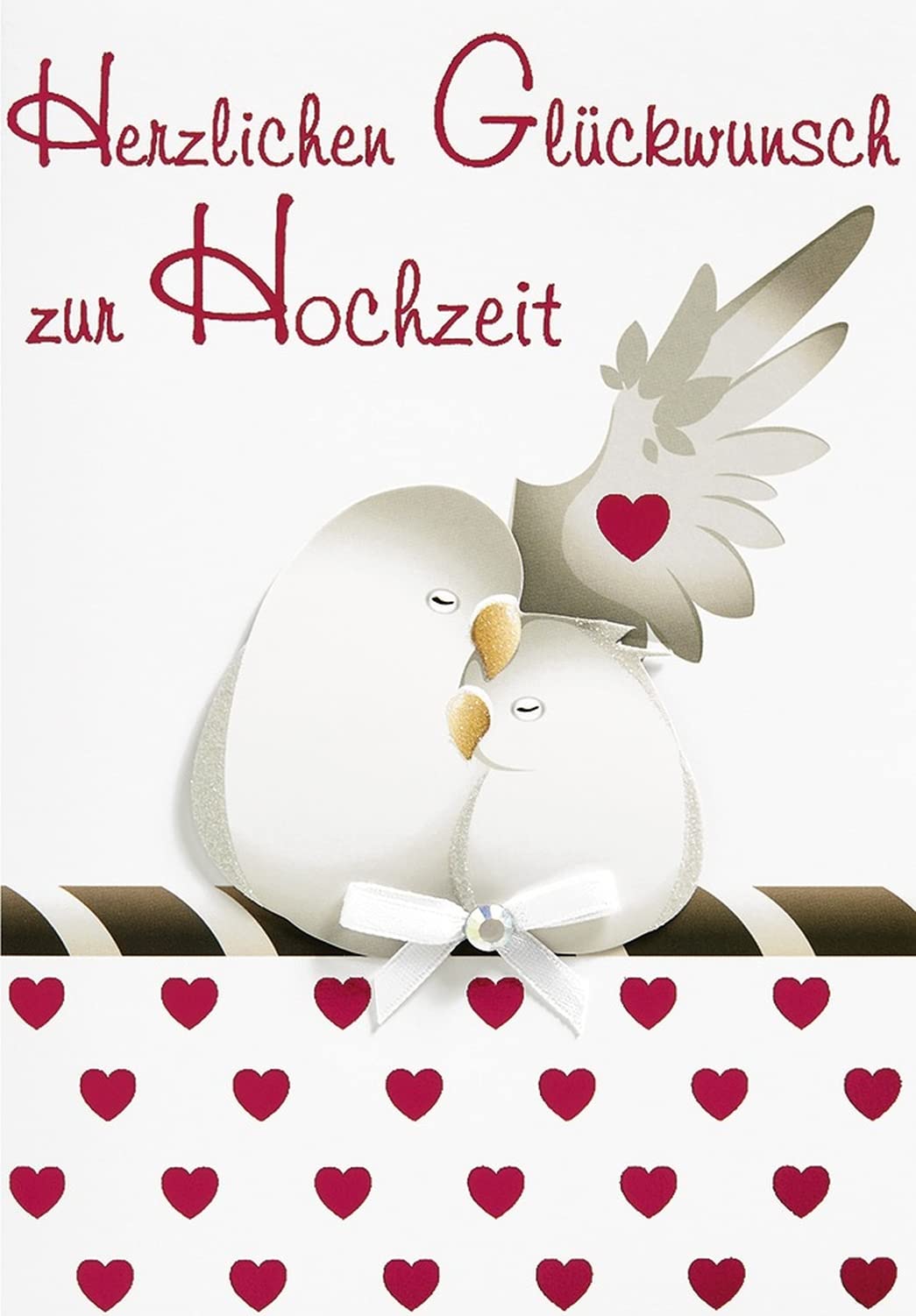 Perleberg Wedding Card with Dove Motif & Bow - Lifestyle Collection - Premium Quality Wedding Card - Lovely Wedding Gift with Envelope - 11.6 x 16.6 cm