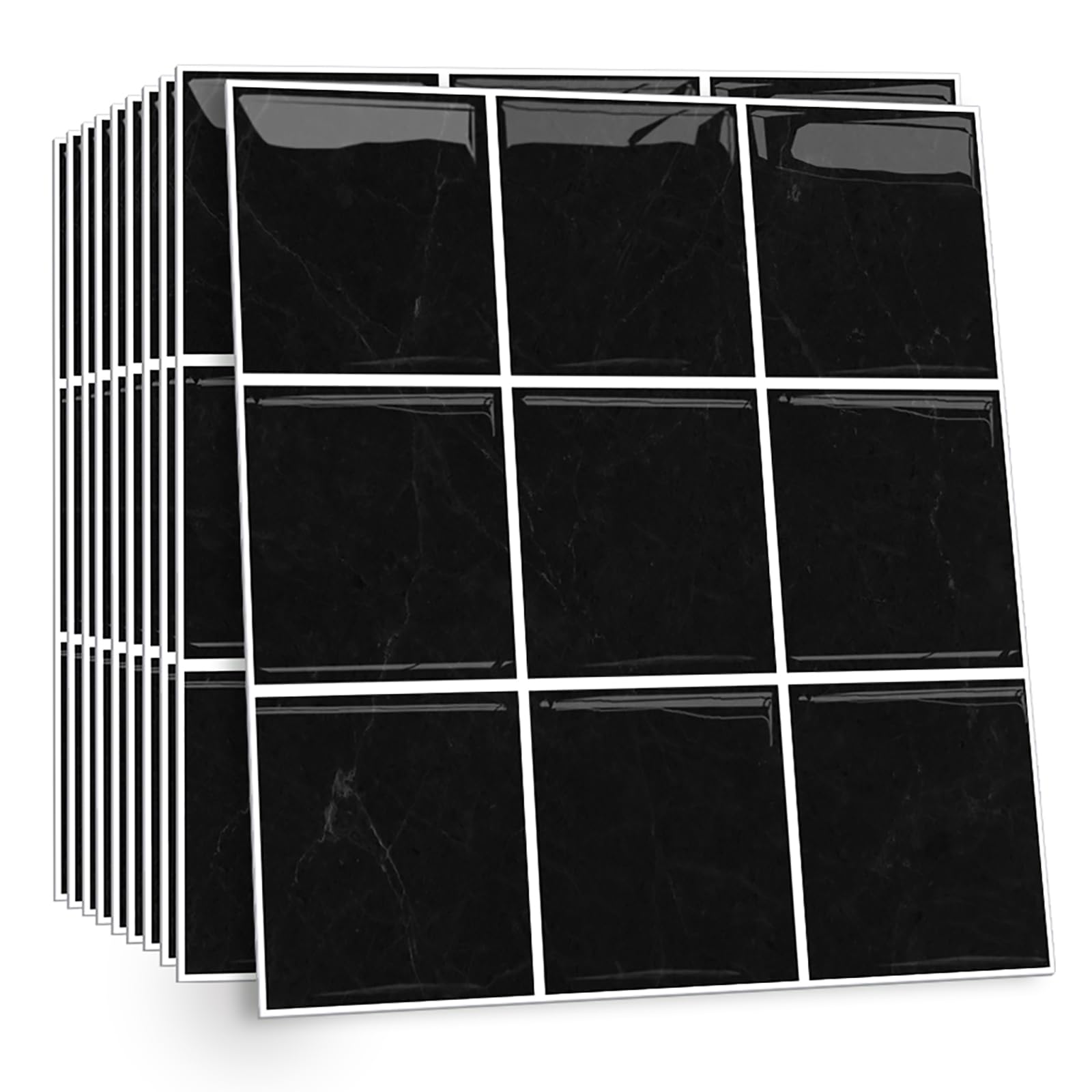Celestdeco 2D Black Self Adhesive Wall Tiles,10 Pack Peel and Stick Tiles for Bathroom and Kitchen,Waterproof Adhesive Wall Tiles and Black Bathroom Tile Stickers 30x30cm โ image 1