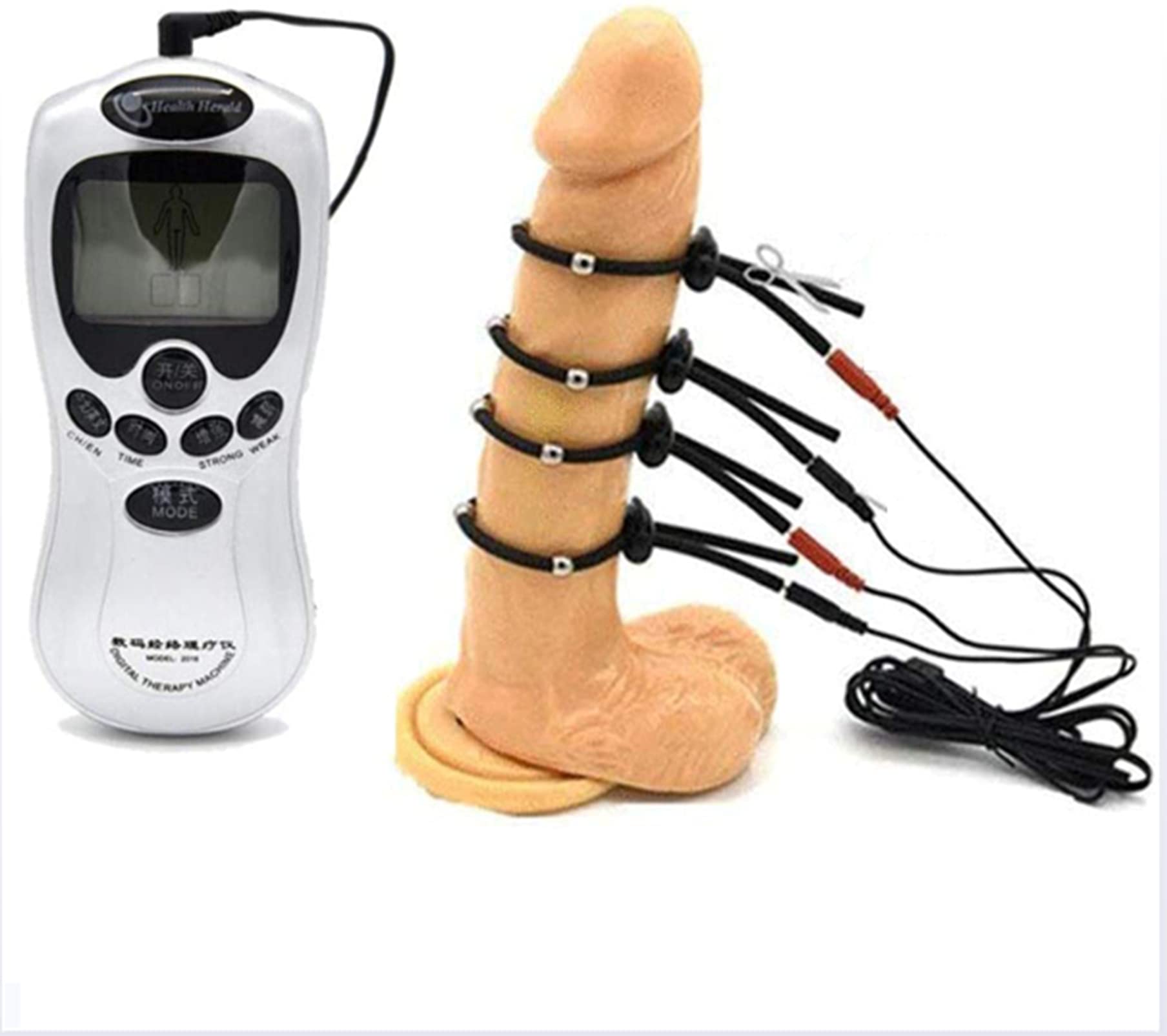 Heyie Men's One Color 4 Bondage Cock Ring For Electrostimulation, Electric Shock Sex Cock Ring Stimulator Sm Sex Bondage Cock Ring, Adult Torture Stimulation Device For