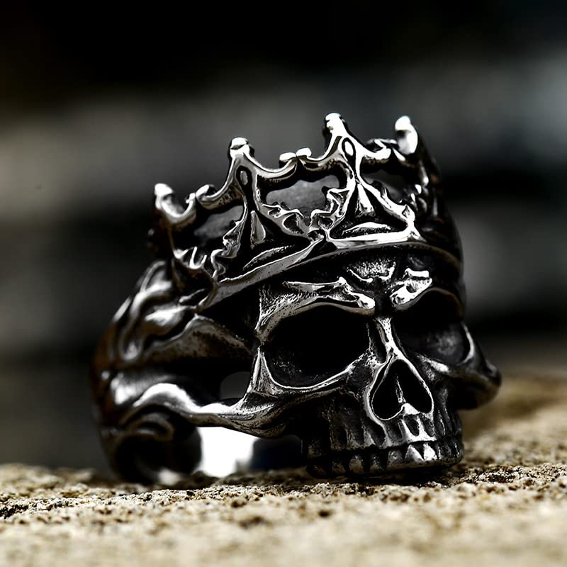 Image of Death Skull Ring for Men Stainless Steel Jewelry Biker Rings Scary Death Ring Skull for Gifts