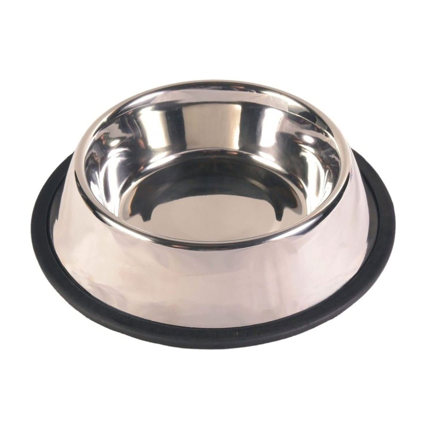 Trixie Comedero Acero Inoxidable, Anillo Caucho, 0.45 L, ø14 cm, Perro