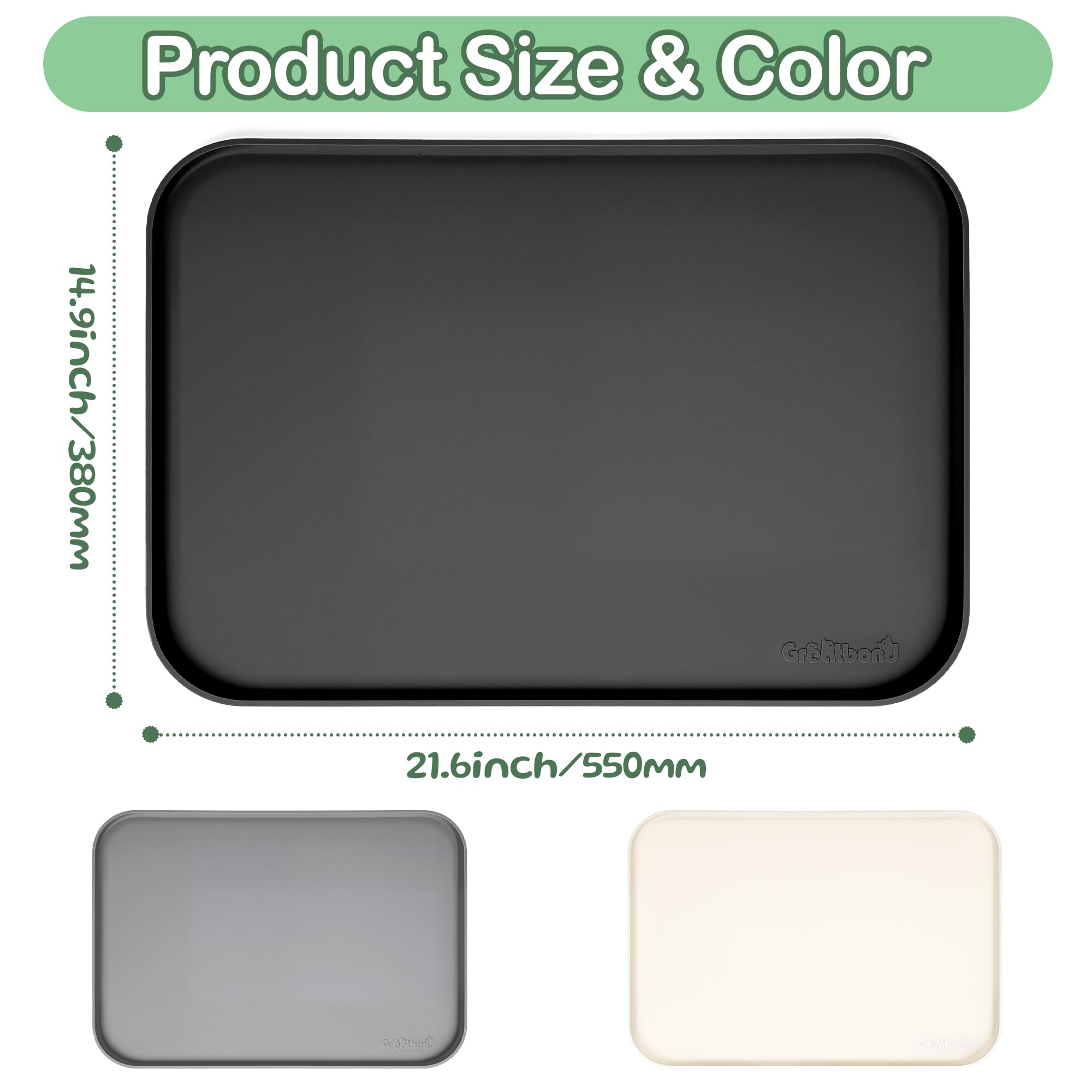 Tapis d'alimentation en silicone 100 % imperméable, résistant à la déformation, bord surélevé sans BPA, set de table antidérapant avec rebord haut pour éviter les déversements, passe au
