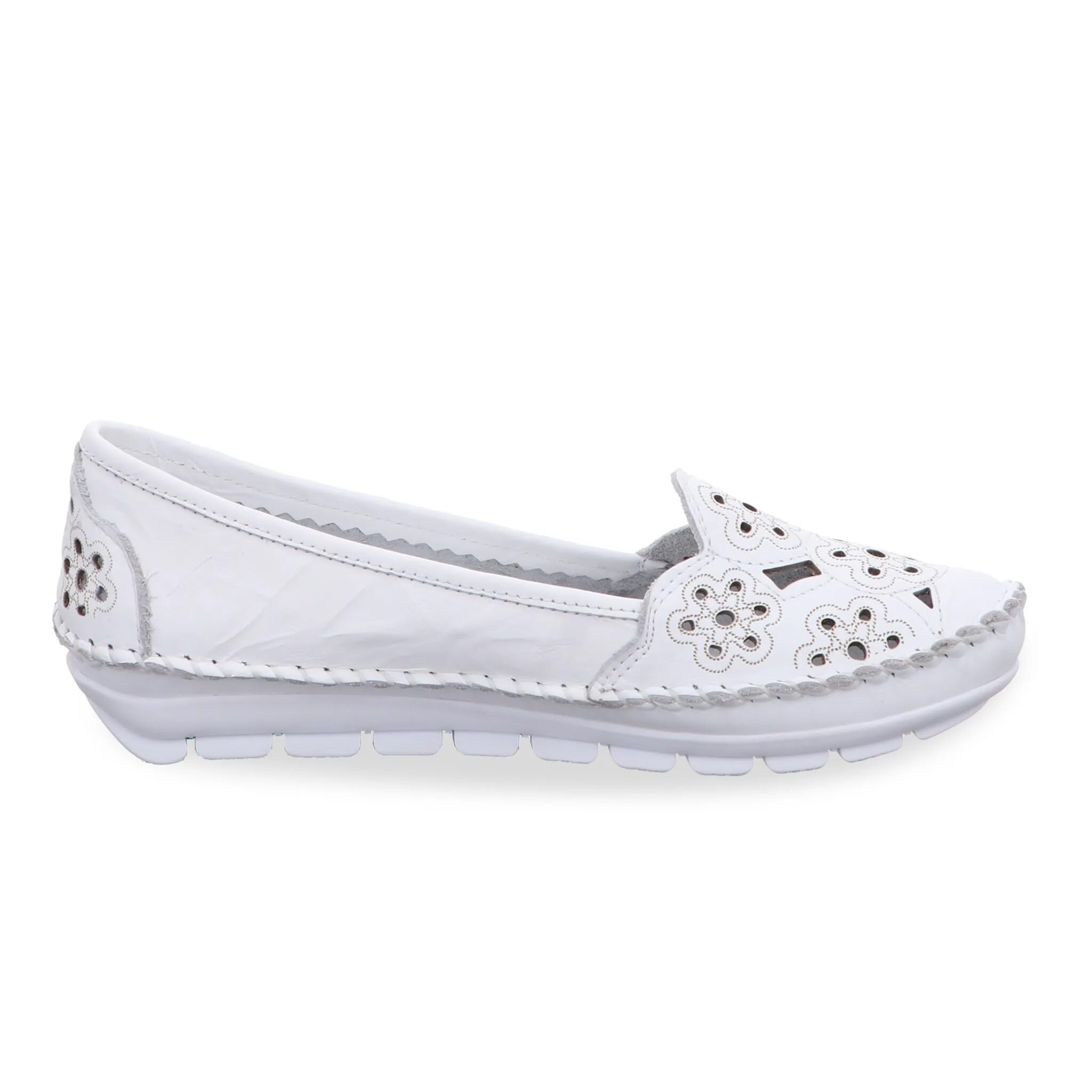 Gemini Damen Slipper Ballerina Leder Cutouts Blumenmuster 382336-01