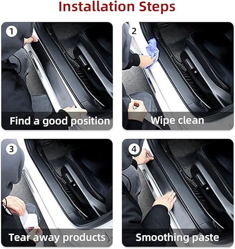 Miniatura 5 de Ziciner Protector de parachoques trasero de automóvil, fibra de carbono antiarañazos, calcomanía de tira de protección para umbral de puerta de