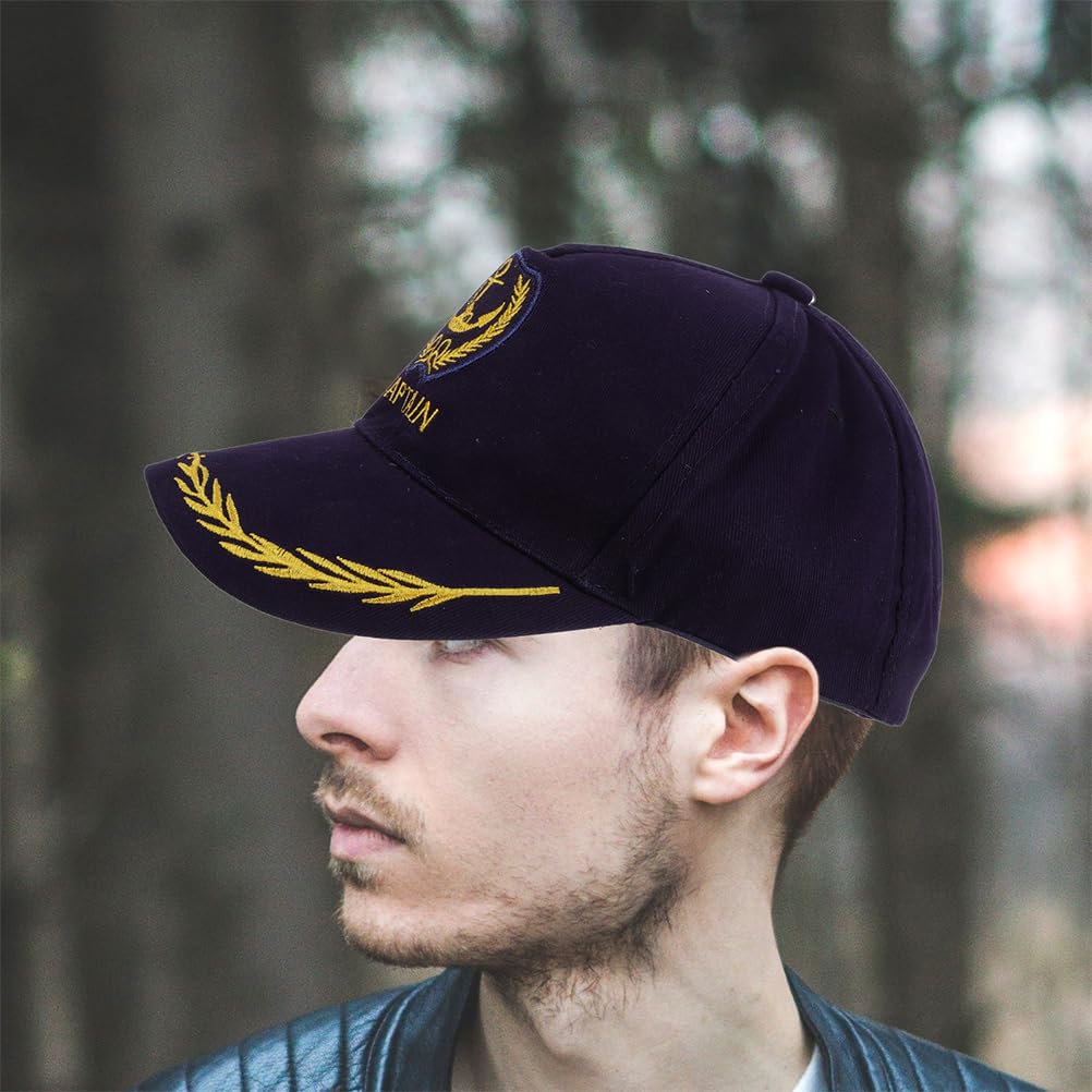 Berretto da Baseball Vintage Capitano Nave 2pezzi Cotone Navy | Cappello Nautico Regolabile, Traspirante Protezione Solare, Vacanze Estive e Attività All'aperto