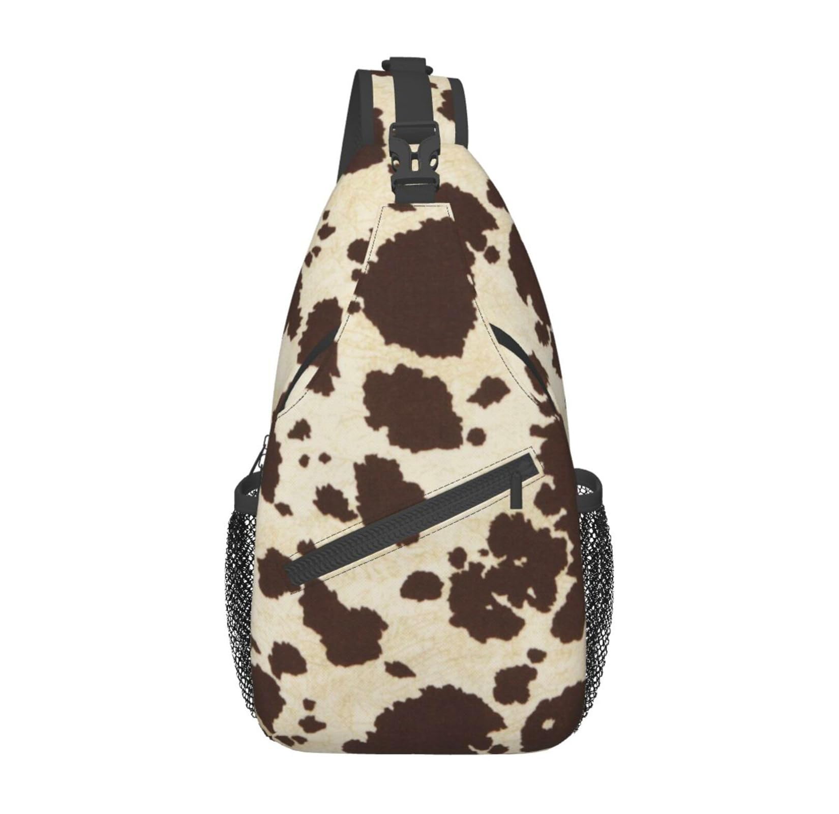 VOOHDDY Cow Print Vintage Sling Bag For Women Men Travel Hiking Backpack Crossbody Shoulder Chest Bags Casual Daypack Sport