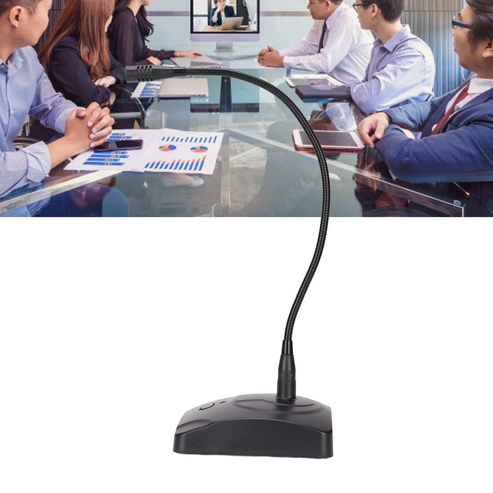 Goshyda Microfono USB da Tavolo, Microfono a Collo D'Oca Regolabile a 360 Gradi Microfono Cablato USB con Cavo XLR a 6,35 Mm, Indicatore LED, Riduzione del Rumore, Interruttore One Touch