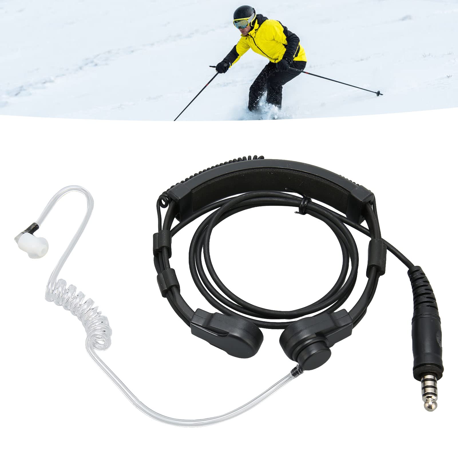 Septpenta Kehlkopfmikrofon Walkie Talkie Ohrhörer Mit U94 PTT Adapter, Verstellbarer Transparenter Akustikschlauch Walkie Talkie Ohrhörer Headset Für T5000 T5100 Und Andere Modelle